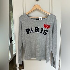 RAILS Kelli Heather Grey Paris Applique Sweatshirt, Women’s Small, New with Tags